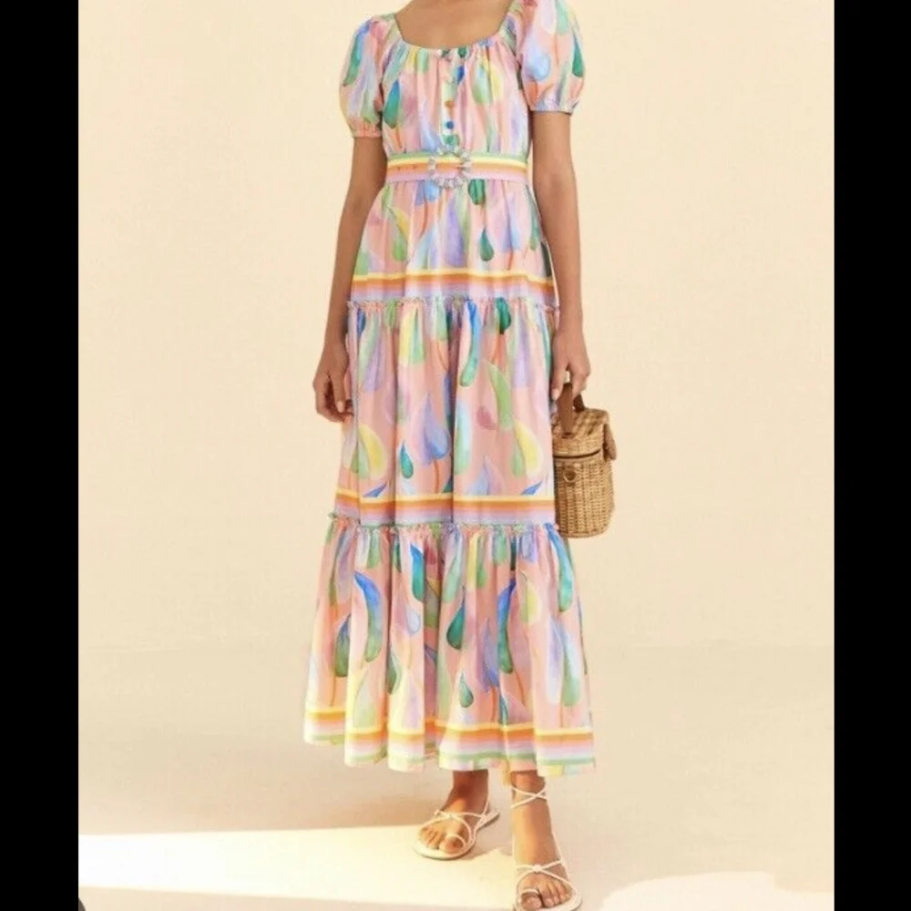 EUC Sz S FARM Rio maxi dress with belt - Picture 1 of 10